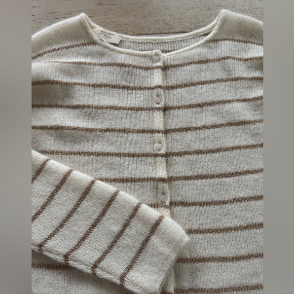NWOT SEZANE Gaspard cardigan ECRU GOLD Striped - Picture 8 of 14